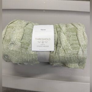 Threshold Studio McGee Green Cable Knit Throw Blanket